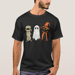 T-shirt Chats noirs d'Halloween Sorcière Fantôme Momie Cos