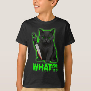 T-shirt Chats noirs drôles d'Halloween effrayants Kitty Qu