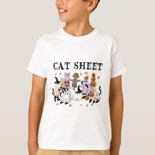 T-shirt Chats noirs en costume fantôme Drôle feuille de ch