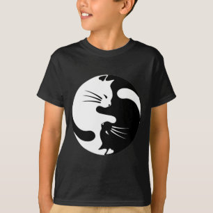 T-shirt chats noirs et blancs de yinyang