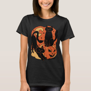 T-shirt Chats noirs et citrouille d'Halloween effrayants v