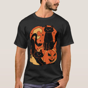 T-shirt Chats noirs et citrouille effrayants d'Halloween v