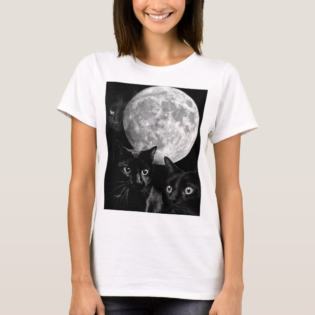 T-shirt Chats noirs et la lune (Devant)