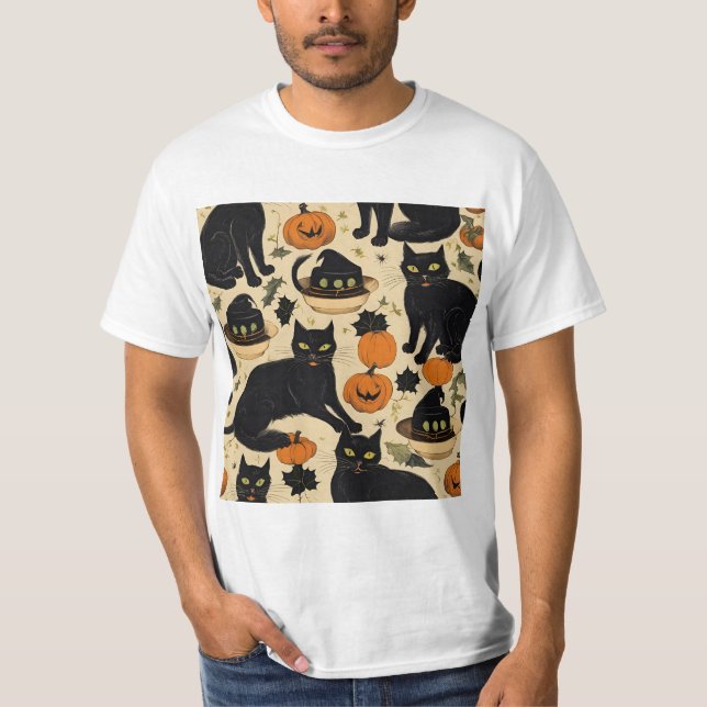 T-shirt chats noirs halloween cadeaux d'horreur drôle boo  (Devant)