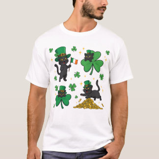 T-shirt Chats noirs Kawai jour de la Saint-Patrick 2026