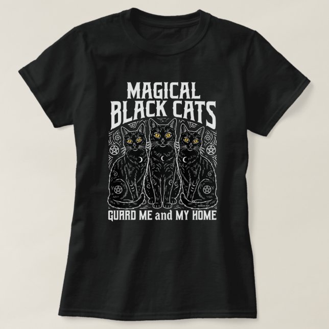 T-shirt Chats noirs magiques (Design devant)