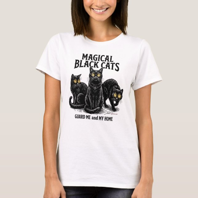 T-shirt Chats noirs magiques (Devant)