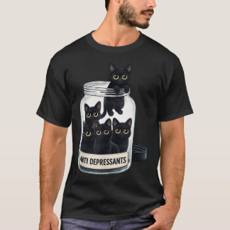 T-shirt Chats noirs mignons anti dépresseurs dans
