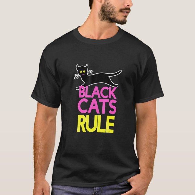 T-shirt Chats noirs règnent Fun Chat noir (Devant)
