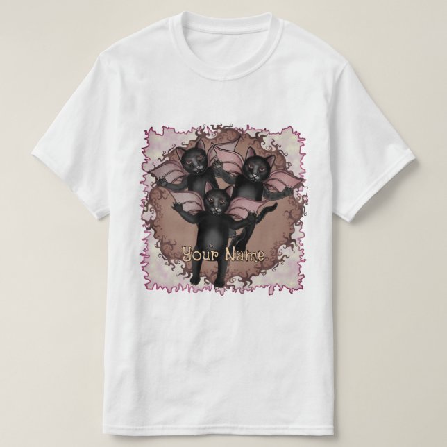 T-shirt Chats Noirs Volants  (Design devant)