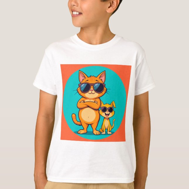T-shirt Chats oranges cool avec des lunettes de soleil mon (Devant)