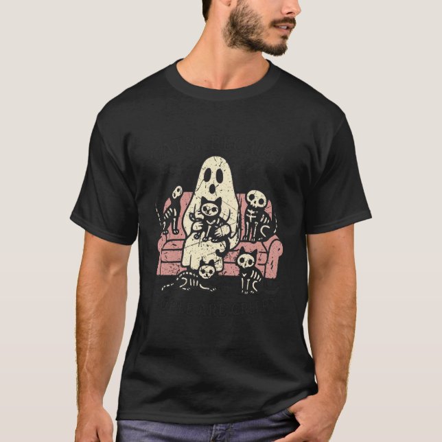 T-shirt Chats Parce que Gens Flippant Drôle Halloween (Devant)