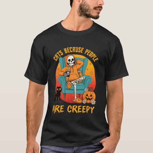 T-shirt Chats Parce que les gens sont Chat Halloween Créat (Devant)