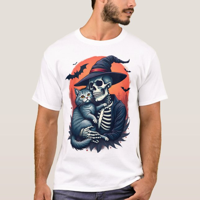 T-shirt Chats parce que les gens sont effrayants squelette (Devant)