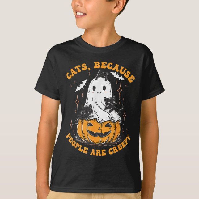T-shirt Chats Parce que les Gens sont Flippants Halloween  (Devant)