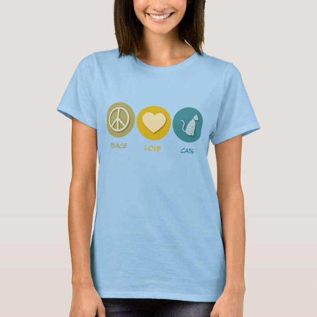 T-shirt Chats Peace Love (Devant)