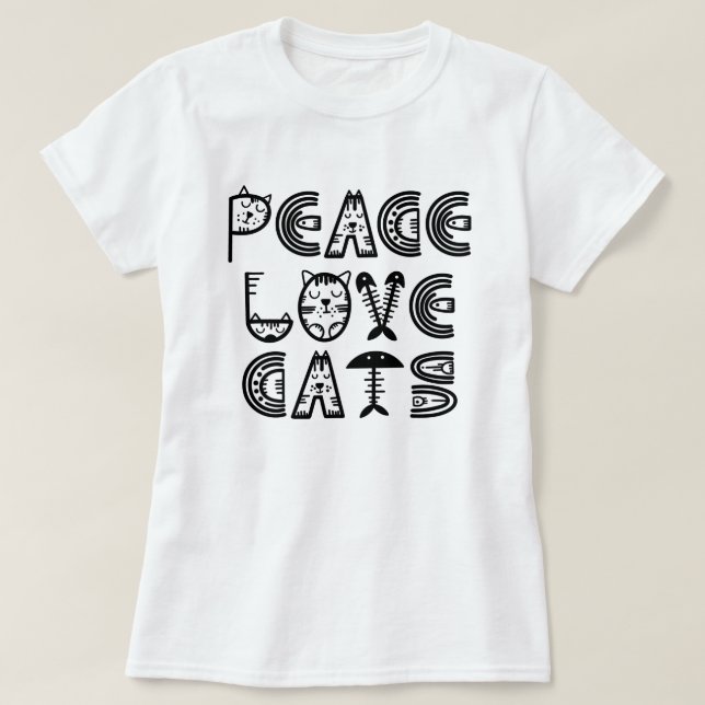 T-shirt chats Peace Love (Design devant)
