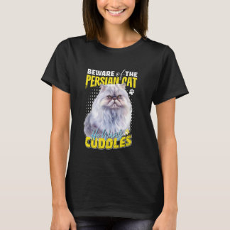 T-shirt Chats Perses ATTENTION AUX CUDDLES DE CHAT PERSIAN