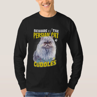 T-shirt Chats Perses ATTENTION AUX CUDDLES DE CHAT PERSIAN