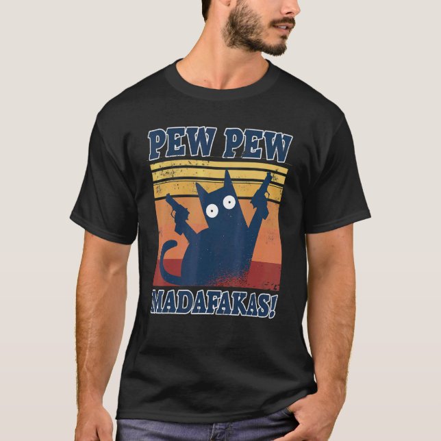T-shirt Chats Pew Madafakas Tops Pyjamas D'été Pewpew Chat (Devant)