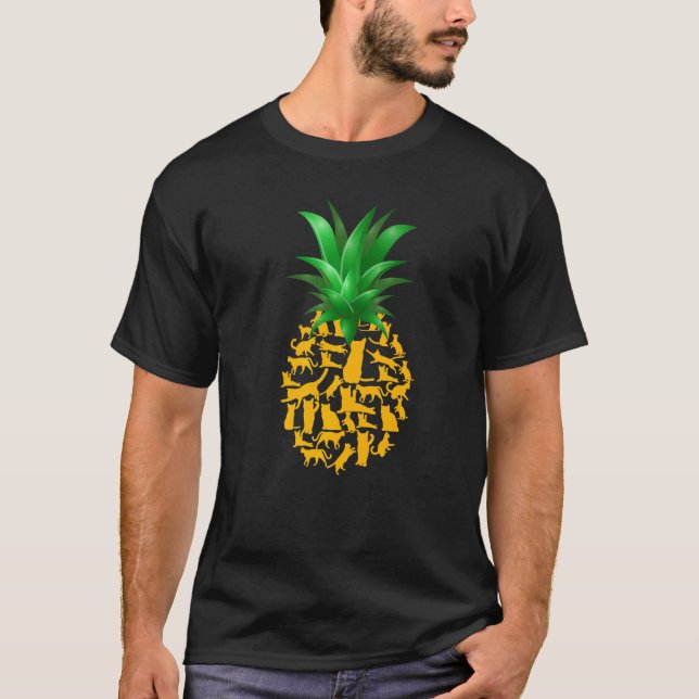 T-shirt Chats Pineapple Fruit Tropical  Vacances d'Été (Devant)