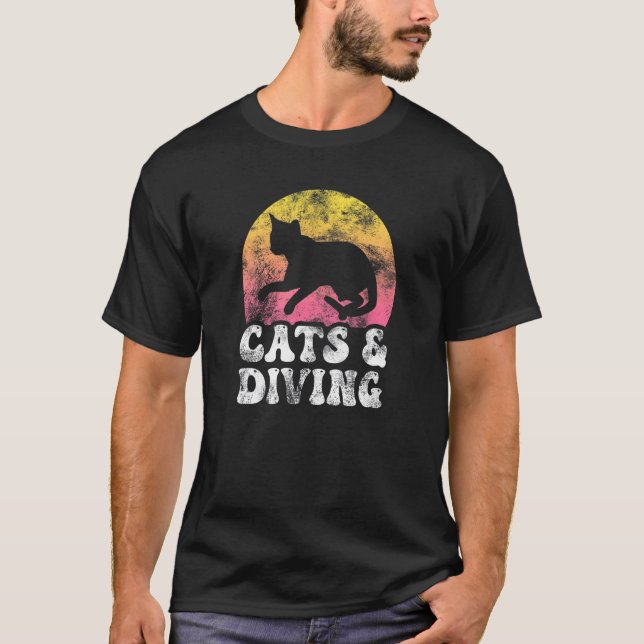 T-shirt Chats & Plongée Vintage Retro Hobby (Devant)