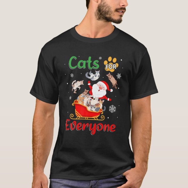 T-shirt Chats pour tous Noël Père Noël Chats (Devant)