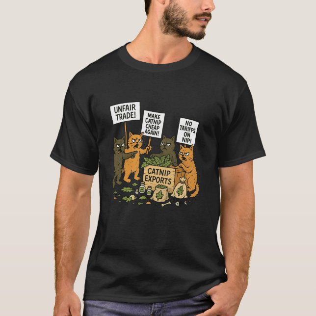 T-shirt Chats protestent contre les droits de douane drôle (Devant)