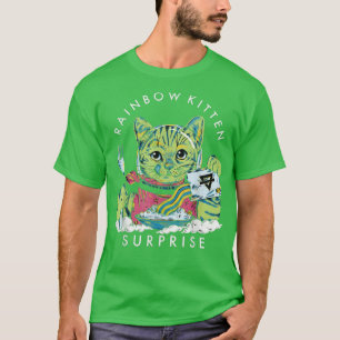 T-shirt Chats Rainbow Kitten Surprise mignonne Manger Retr