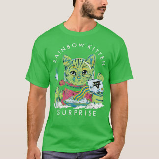 T-shirt Chats Rainbow Kitten Surprise mignonne Manger Retr
