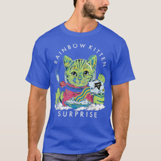 T-shirt Chats Rainbow Kitten Surprise mignonne Manger Retr