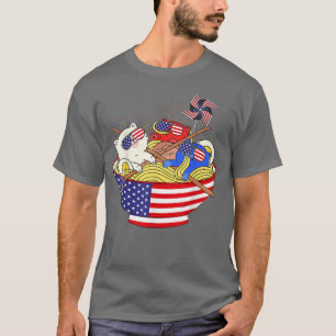 T-shirt Chats Ramen Anime Drapeau Américain Drôle 4 juille