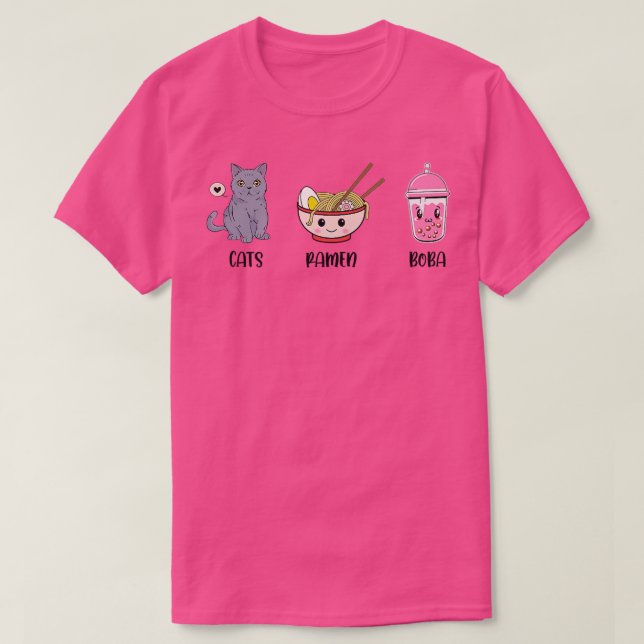 T-shirt Chats Ramen Boba Thé Lover Thé Boisson Thé Brassag (Design devant)