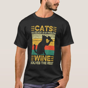 T-shirt Chats Résout Problèmes Vin  Dégustation De Vin Pap