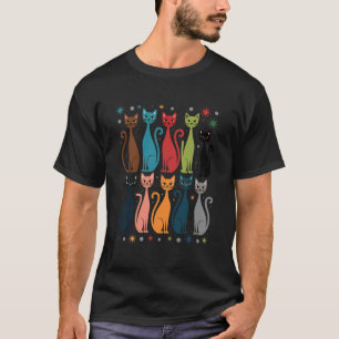 T-shirt Chats Rétro Colorés Amoureux de Chats Vintage Prop