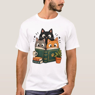 T-shirt Chats Rétro Lisant, Cottagecore Vintage Amoureux d