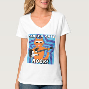 T-shirt Chats Roux, ça déchire ! T Shirt Chat Guitariste