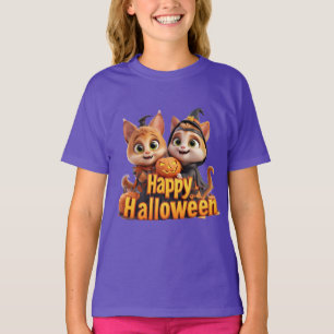 T-shirt Chats roux mignons avec chapeaux de sorcière citro