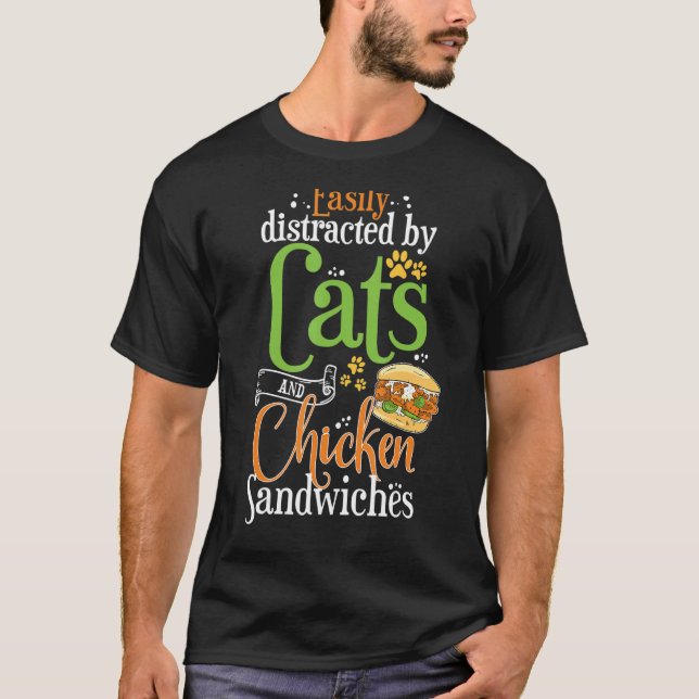 T-shirt Chats sandwich au poulet et hamburger au poulet (Devant)