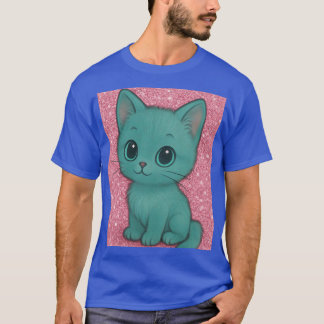 T-shirt Chats sarcelle sur motif sans couture à paillettes