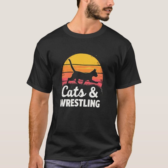 T-shirt Chats & silhouette ludique de lutte (Devant)