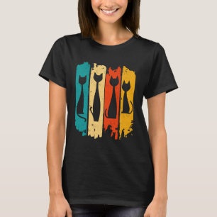T-shirt Chats Silhouette Rétro Moderne du Milieu du Siècle