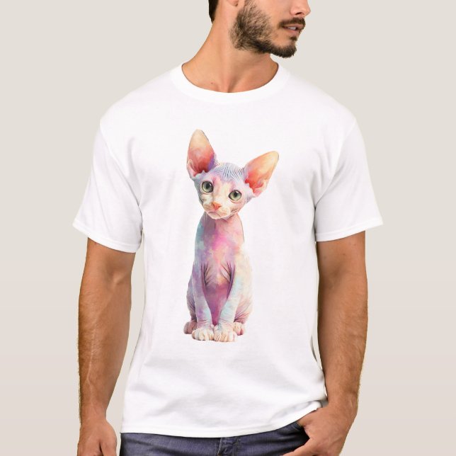 T-shirt Chats Sphynx Psychédéliques Colorés d'Hommes (Devant)