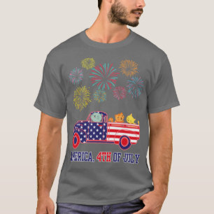 T-shirt Chats Sur Camion Danse Avec Feu D'Oeuvre