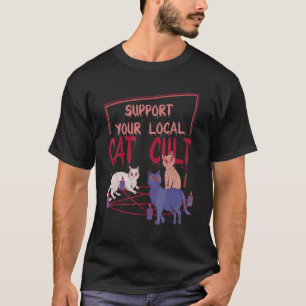 T-shirt Chats Sur Pentagram Support Votre Culte De Chat Lo
