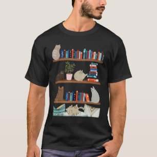T-shirt Chats Sur Une Étagère À Livres Maman Chat Papa Cha