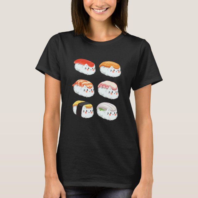 T-shirt Chats Sushi Sixpack Pour Tous Les Chats (Devant)