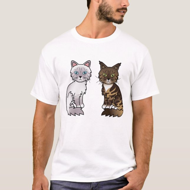 T-shirt Chats tabby lilas et bruns (Devant)