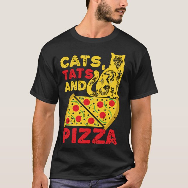 T-shirt Chats Tats et Pizza (Devant)