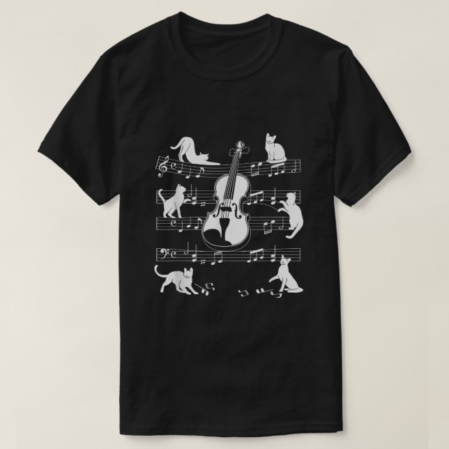 T-shirt Chats violonistes pour chats amoureux du violon jo (Design devant)